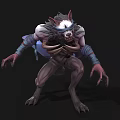 Fierce Fantasy Wolf Creature With Blue Wings Sharp Claws Headband And Muscular Body