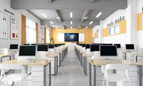 modern classroom 3d model