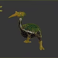 Bird With Green Feathers Orange Beak White Neck Black Body Standing On Dark Background