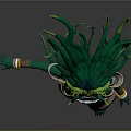 Game Movie Character With Green Long Hair Silver Ornaments And Light Colored Outfit