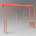 Orange Outdoor Fitness Frame With Hanging Rings And Ladder For Sports Training