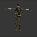 Tactical Character Model Wearing Black Military Gear With Helmet Mask And Extended Arms
