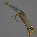Mythical Warrior Weapon Hilt Featuring Golden Dragon Head With Green Eyes And Scales