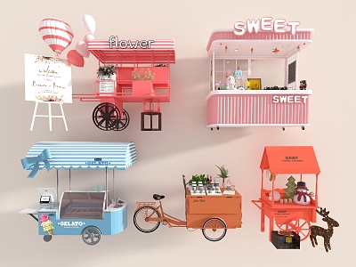 Vans Stall Internet Celebrating Night Market Booth Internet Celebrating snack cart Trolley Kiosk Ice Cream Sale Truck 3d model