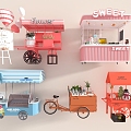 Vans Stall Internet Celebrating Night Market Booth Internet Celebrating snack cart Trolley Kiosk Ice Cream Sale Truck 3d model