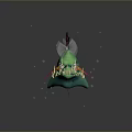 Green Fish Like Creature With Red Yellow Fins Sharp Teeth And Glowing Antenna Underwater Bubbles