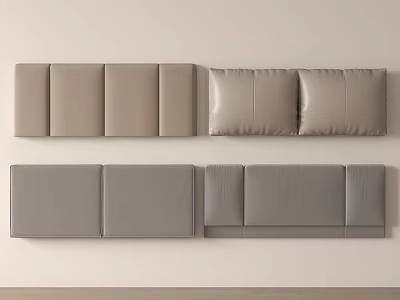 Upholstered Gray Wall Decor With Various Panel Designs Mounted On Light Wall 3d model