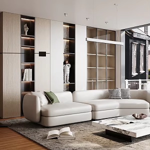 Living room sofa coffee table carpet decoration 3d model