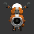 Orange And White Vintage Motorcycle With Brown Leather Seat And Mechanical Details