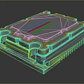3D Rendered Industrial Mechanical Component With Gray Engineered Surface And Structural Details