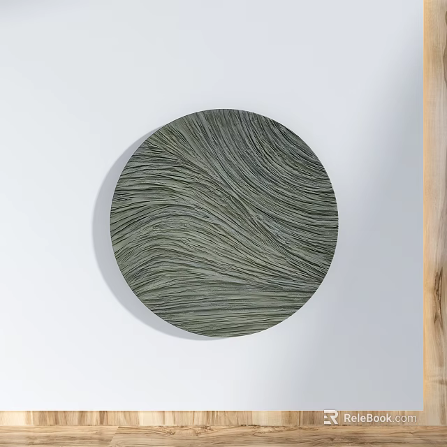 Circular Wall Decor with Wavy Grayish Green Textured Surface for Modern Interiors 3d model