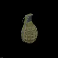 Classic Green Military Hand Grenade With Textured Surface And Metal Pin