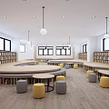 modern reading room student reading room 3d model