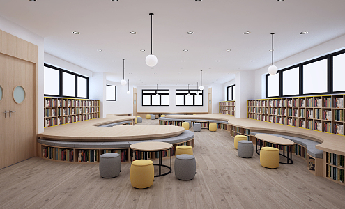 modern reading room student reading room 3d model