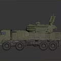Military Green Tank With Roof Mounted Missile Launcher and Multiple Wheels