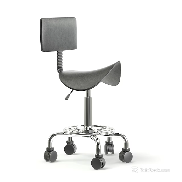 Ergonomic Gray Massage Chair With Adjustable Seat Backrest And Metal Wheeled Base 3d model 