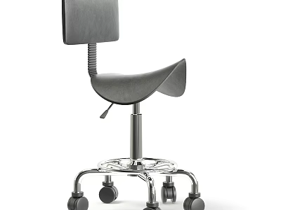 Ergonomic Gray Massage Chair With Adjustable Seat Backrest And Metal Wheeled Base 3d model
