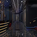 Elegant KTV Lounge Interior With Red Song Selection Panel Front Counter And Lighting 3d model