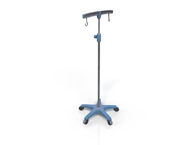 Sturdy Mobile Medical IV Stand Equipment With Adjustable Hooks And Wheels 3d model