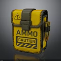 Yellow Tactical Ammo Pouch With Warning Sign And Bullets Design
