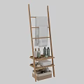 Practical Bamboo Ladder Shelf With Soft Towels And Bath Bottles For Daily Washing Supplies