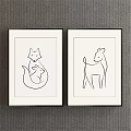 Framed Animal Line Art Prints Featuring Fox Rabbit And Deer Minimalist Drawings