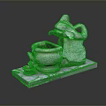 Decorative Stone Elephant Fountain with Water Flowing into Basin on Base