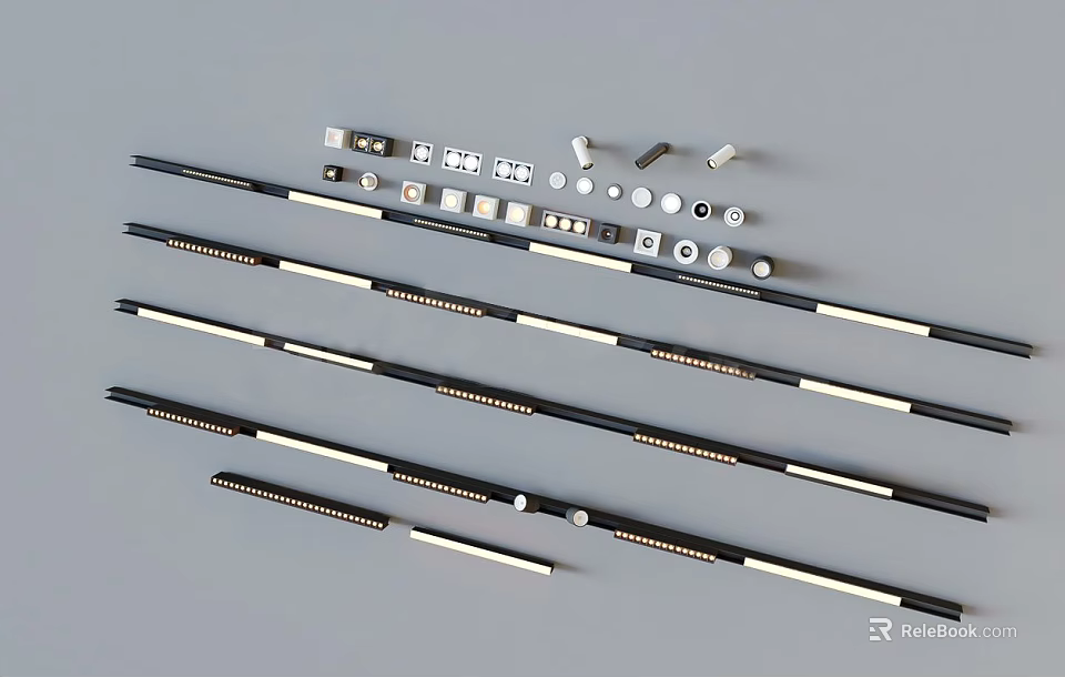 Assorted Metal Strips And Hardware Components For Assembly Projects 3d model