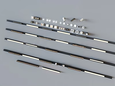 Assorted Metal Strips And Hardware Components For Assembly Projects 3d model