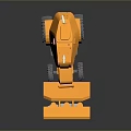 Detailed Orange Bulldozer 3D Model With Reflective Surface And Dark Background