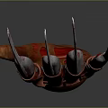 Horror Movie Character Clawed Glove With Bloody Red Surface And Metal Blades