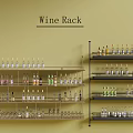 Modern Wine Rack With Multiple Shelves Holding Various Wine Bottles And Glassware