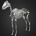 Detailed White Horse Skeleton 3D Model with Realistic Bone Structure and Posture