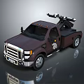 Brown Tow Truck With Tow Equipment Front Grille And Silver Wheels