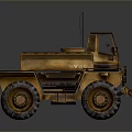 Industrial Utility Vehicle With Large Tires Open Cargo Bed And Rustic Brown Exterior