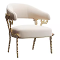 Elegant Accent Chair With Beige Upholstery And Gold Carved Frame