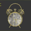 Silver Vintage Alarm Clock With Double Bells Handle And Textured Face