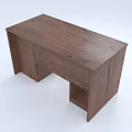 Dark Brown Wooden Desk With Simple Design And Lower Shelf Storage