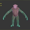 Brown Full Body Standing Orangutan with Extended Arms on Gray Gradient Background