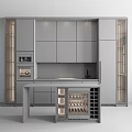 Modern Kitchen Interior Design With Sleek Dark Cabinets Wine Rack And Countertop