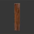 Brown Textured Wooden Post Standing Vertically On White Background With Natural Grain Details