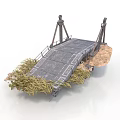 Metal Bridge Structure With Deck Supports Grass And Dirt Surroundings