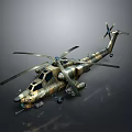 Camouflage Military Helicopter With Twin Rotor And Detailed Fuselage Design