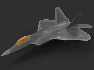 Modern Stealth Fighter Jet 3D Model With Gray Body And Orange Canopy 3d model