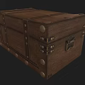Vintage Wooden Trunk With Metal Clasps Brass Rivets And Antique Lock