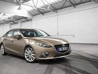 Golden Tan Sedan Car With Modern Sleek Exterior And Alloy Wheels In Indoor Showroom 3d model