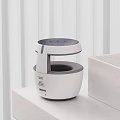 Smart Machine Humidifier White And Gray Modern Compact Design On White Countertop With Speckled Box