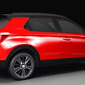 Red Honda SUV Modern Exterior Design With Front Grille And Alloy Wheels