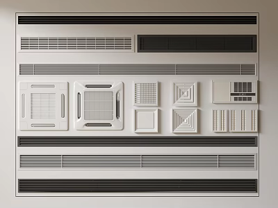 Different Styles Of Air Conditioner Air Vents For Home Interior Decoration 3d model