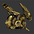 Golden Mechanical Creature With Intricate Robotic Structure And Gear Details